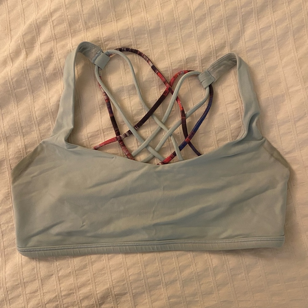 Light blue cross back lululemon sports bra